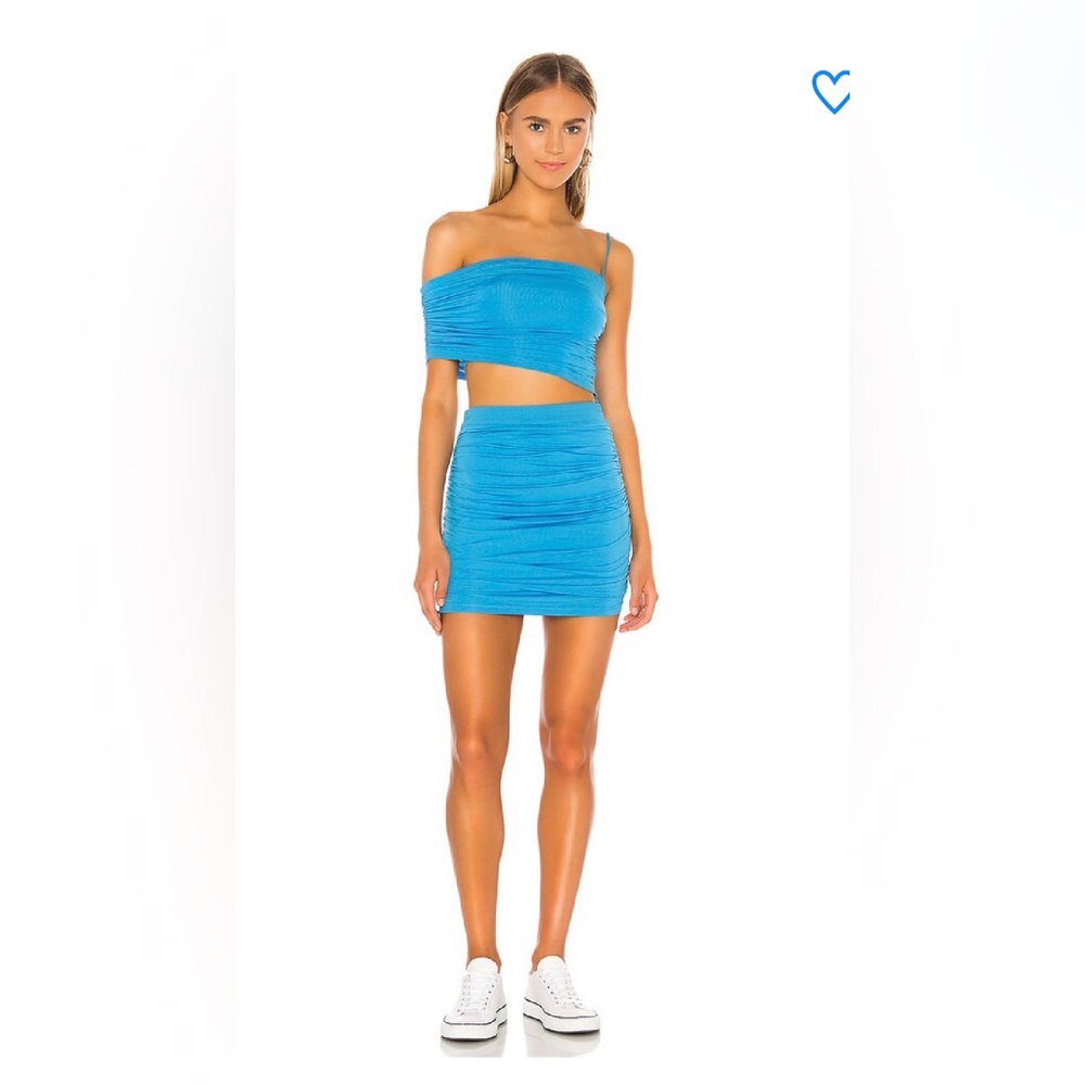Superdown Coco Ruched Skirt Set —Blue—Large